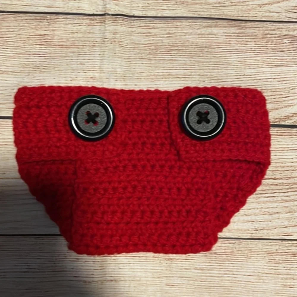 Handmade Disney Mickey Mouse Beanie Hat & Diaper Cover Set
